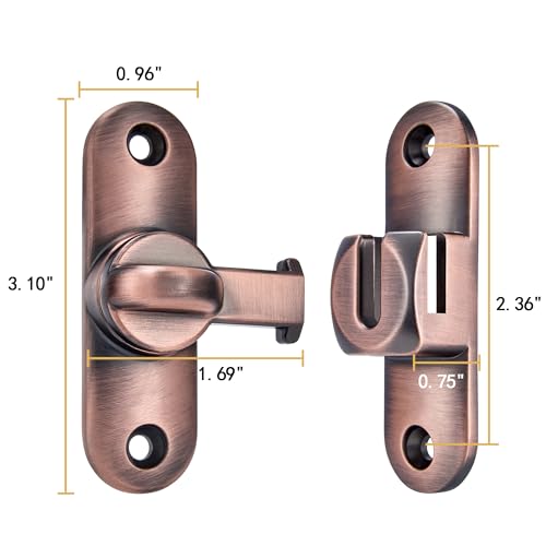 Red Bronze 90/180 Degree Barn Door Latches,Flip Gate Lock - color: Red Bronze