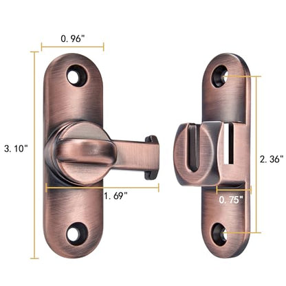 Red Bronze 90/180 Degree Barn Door Latches,Flip Gate Lock - color: Red Bronze