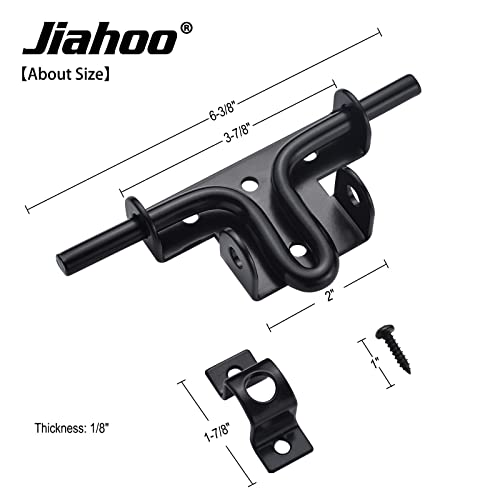 JIAHOO Slide Bolt Gate Latch, Heavy Duty Door Lock with Padlock Hole, Sliding Bolt Latch Hardware for Wooden Fence, Shed Door, PVC Fence, Barn Door, Thickened Steel, Black Finish - style: Slide Bolt Latch