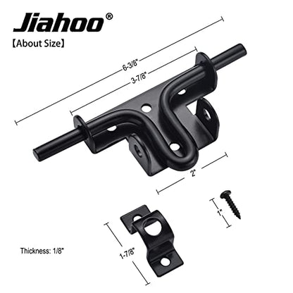JIAHOO Slide Bolt Gate Latch, Heavy Duty Door Lock with Padlock Hole, Sliding Bolt Latch Hardware for Wooden Fence, Shed Door, PVC Fence, Barn Door, Thickened Steel, Black Finish - style: Slide Bolt Latch