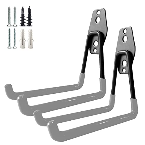 GeeWatom Garage Storage Utility Hooks，Garage Garden Tool Organizer，Steel Wall Mount Hooks, Large Garden U Hooks （2 Pack） - color: Gray