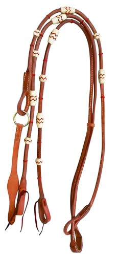 CHALLENGER USA Horse Western Tack Leather Rawhide Romal Reins 66RT36 - color: Tan red