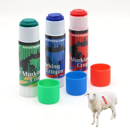 Livestock Marker Crayon,Wet&Dry for Pig Cow Goat,3 Pack,Red Blue Green