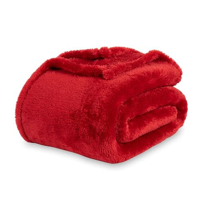Berkshire Blanket Classic Extra-Fluffy™ Plush Blanket King Size, Soft Fuzzy Fluffy Long Hair Blanket for Couch Sofa Bed, Chili, 90x108 Inches - color: Chili, size: King/Cal King