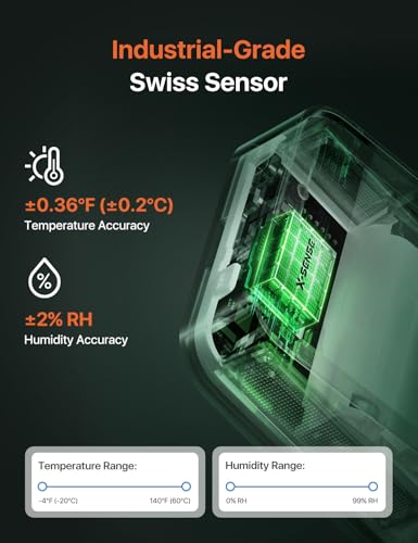 X-Sense Wi-Fi Thermometer Hygrometer with LCD, Base Station not Included - color: Black, size: Digital, 1-Pack (Base Station not included)