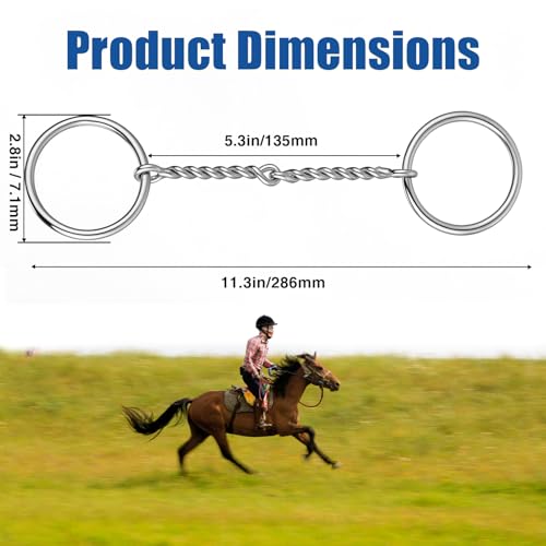 Stainless Steel Ring O & d Snaffle Bit for Horses Snaffle Mouth Gentle Horse Pony Bit with Copper Roller for Training, Western & English Riding - size: Mouth Spacing 135mm, style: O-ring Twisted Wire