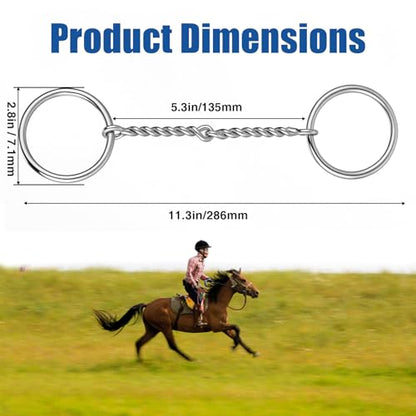 Stainless Steel Ring O & d Snaffle Bit for Horses Snaffle Mouth Gentle Horse Pony Bit with Copper Roller for Training, Western & English Riding - size: Mouth Spacing 135mm, style: O-ring Twisted Wire