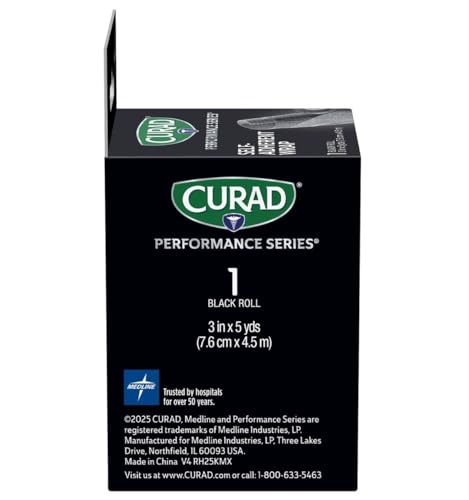 CURAD Performance Series Self-Adherent Athletic Wrap, Black, 3 inches x 5 yards, Compression Support for Sports Injuries, Joint Stability, and Muscle Recovery - size: 1 Count (Pack of 1)