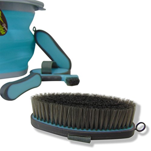 Collapsible Grooming Kit 10 Liter Bucket and 5 Grooming Tools - By Southwestern Equine - Turquoise - color: Turquoise