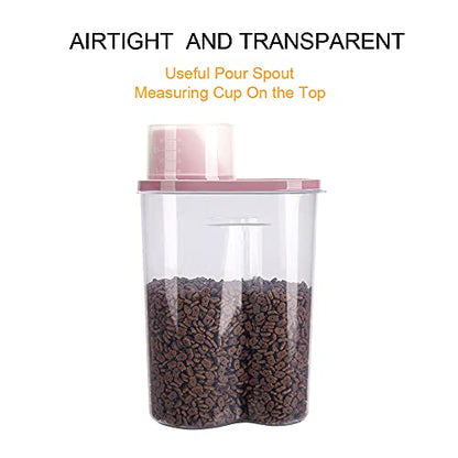 2 Pack 2lb/2.5L Pet Food Storage Container with Measuring Cup, Can Covers and Bowl for Small Dog, Cat, Waterproof-BPA Free (Blue and Pink) - color: Blue and Pink 2.5L