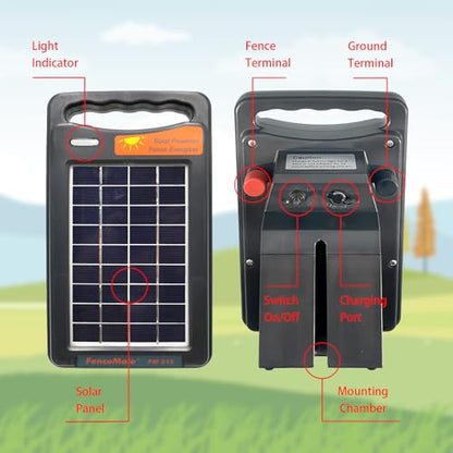FenceMate 10 Miles Range Solar Fence Charger 0.2J for Containment
