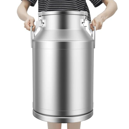40L/10.56 Gallon Stainless Steel Milk Can - Heavy Duty Milk Jug Bucket with Ergonomic Handle and Tight Lid, SS Liquid Solid Container, Non-Slip Base, Seamless Design, Simply Rinse for Clean - size: 40L/10.56Gallon