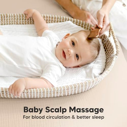 Keababies Baby Hair Brush and Comb Set and 3-Pack Baby Swaddle Sleep Sacks - Wooden Brush with Soft Goat Bristle - Newborn Swaddle Sack, Cradle Cap Brush