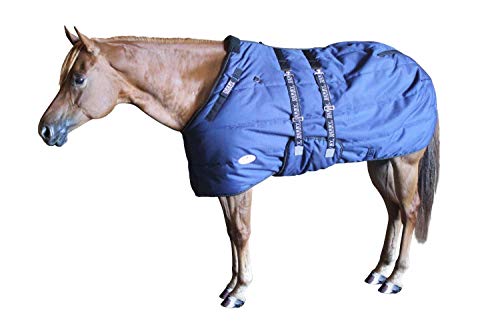 Derby Originals Nordic Tough Closed Front 1200D Water Resistant Reflective Winter Horse Stable Blanket 300g Heavy Weight, Navy Blue, 78" - color: Navy Blue with Red Trim, size: 78"
