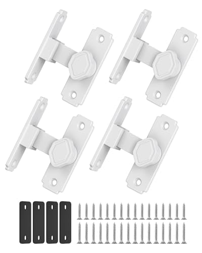 90 Degree Barn Door Lock, Rustproof Sliding Gate Latch, White-4Pcs - color: White-4PCS
