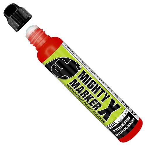 PM-37 Industrial Dauber Paint Marker - 18mm Wide Tip for Metal, Glass & Non-Porous Surfaces - Xylene Free, 45ml Capacity - Red - color: Red