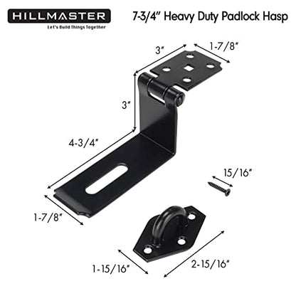HILLMASTER Door Hasp Latch 90 Degree, 7-3/4" Extra Thick Heavy Duty Steel Safety Gate Door Lock Padlock Clasp Hasp Lock Latch for Fence Gate Barn Door Shed Closet Cabinet, Black Finish (Pack of 2) - size: Bendable (Pack of 2)