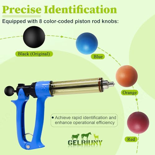 2Pcs 50mL Livestock Syringe, Include 6 Piston Rod Knobs & 2 Spare Barrel - size: 2 PCS