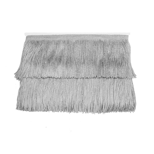 Chainette Fringe Trim 10 Yard x 4 Inches Fabric Tassel Trims - color: Light Silver, size: 4"-10Yards/R