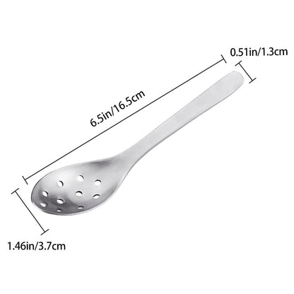AOOSY Small Slotted Spoons,Modern Stylish Thick Heavy-weight Short handle Stainless Steel 10 Holes Durable Caviar Spoon for Soup Cereals Dips Curry Sauces Stews, Set of 2