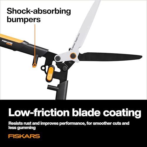 Fiskars 25" DualAction Hedge Shears, 2-in-1 Fast or Powerful Trimming | Cuts Through Thin & Thick Branches of Hedges & Shrubs, Low Friction Coated Blades for Smoother Cuts, SoftGrip Handles - style: 25" 2-in-1