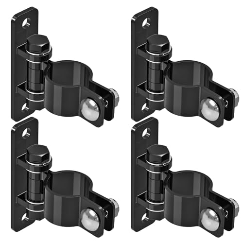 Insaga Gate Hinges Heavy Duty Carbon Steel Chain Link Fence Parts Electroplated Finish, Removable Bolts for Wall Mount, Fits 1-7/8'' Outer Diameter Pipes/Posts for Farm, Fence Gate (4Pack, Black) - size: 1-7/8''