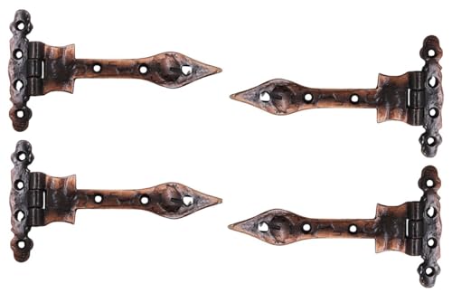 The Metal Magician Antique Copper T-Strap Hinges, Pack of 4 Heavy Duty Barn Door Hinges (6.2" x 3.5") for Wooden Fences Heavy Duty, Decorative, Farm Gate Hinge (Antique Copper) - color: 6inch T Hinge Antique Copper