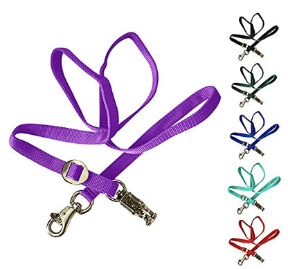 Majestic Ally Double Thick 36" to 72" Trailer Tie for Horse Haulage, Cross tie with Adjustable Buckle, Panic Snap and Bull Snap – 1" Wide by 36" to 72" Long (Purple) - color: Purple
