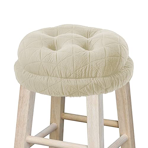BUYUE Round Bar Stool Seat Cushion, Dia.14 Luxury Fashion Jacquard with Anti-Skid Silicone Bar Stool Cushion Padded (Beige, L,1 Count) - color: Beige, style: Round L