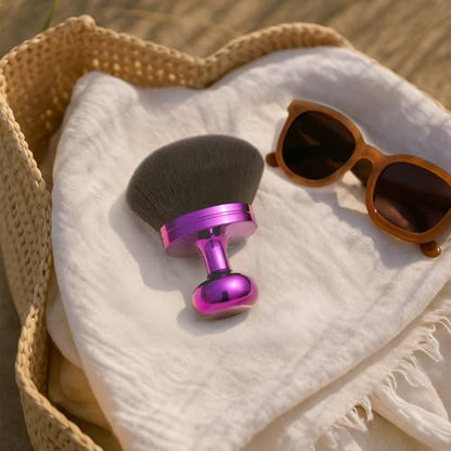 Kabuki Self Tanner Brush – Round Dome Blending Brush for Face & Body, Palm-Grip Applicator for Smooth, Streak-Free Tan | Soft Synthetic Bristles, Washable & Reusable (Purple) - color: Purple