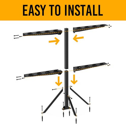 Utility Trailer Tool Rack with 8 Rubber Holes with Brackets, Standard Black - color: Standard Black