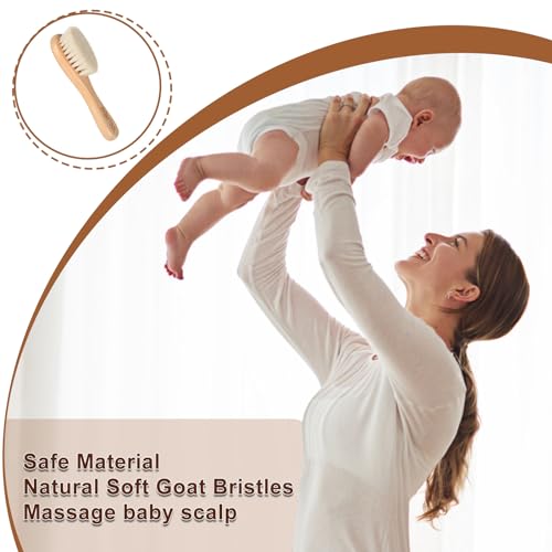 DEBETOOL 2-Pack Baby Hair Brush with Soft Goat Bristle