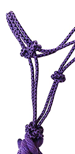 CHALLENGER Nylon Horse Braided Rope Noseband Halter w/Lead Rope 606EA02 - color: Purple/Black