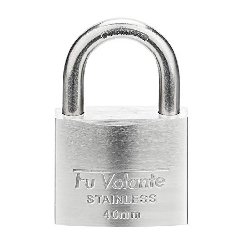 Stainless Steel Pin Tumbler Padlock, 304 Marine Series, Weatherproof Padlock for Outdoor use, 1-9/16 inch Wide Body, Keyed Different - Stainless Steel Body & Shackle - color: FUPS140