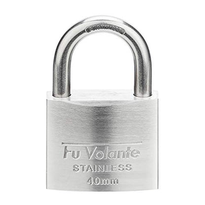 Stainless Steel Pin Tumbler Padlock, 304 Marine Series, Weatherproof Padlock for Outdoor use, 1-9/16 inch Wide Body, Keyed Different - Stainless Steel Body & Shackle - color: FUPS140