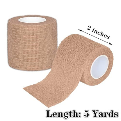 Tindobewan Self Adhesive Bandage Wrap, 2 Inches 8 Rolls Light Brown - color: Light Brown, size: 2 Inch