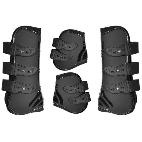 Tendon Boots for Horses, Set of 4, Shock-Absorbing Protective Horse Sport Boots for Jumping, Trail Riding & Equestrian Activities - size: Medium