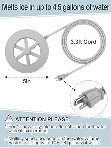Alphatool 70W Bird Bath Heater for Outdoors in Winter - 77℉~ 109℉ Thermostatic Control, Heated Birdbath Deicer with Auto Shut Off, Chicken Livestock Water Heater