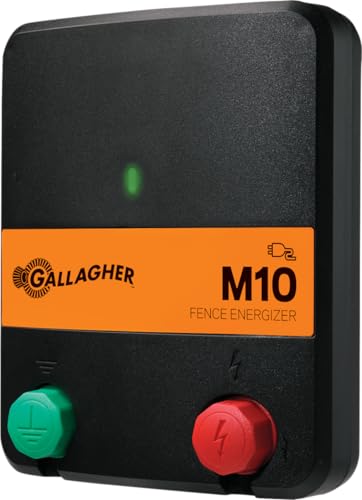 Gallagher M10 Electric Fence Charger | Powers Up to a 1/2 Mile of Typical Fence | 0.1 Joules, 110 Volt Energizer | Unbeatable Reliability | Tough Outer Casing Mounting