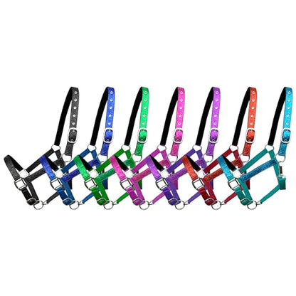 Neoprene Lined Nylon Adjustable Halter w/Glitter Overlay - color: Black