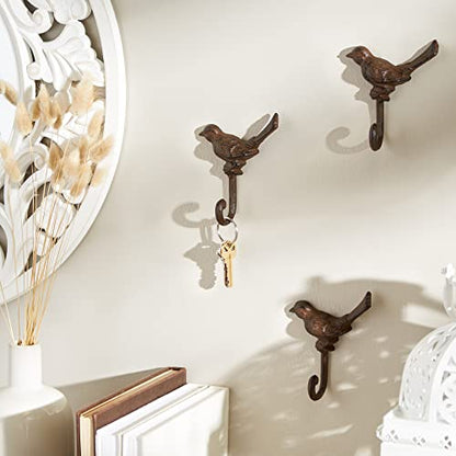 DII Cast Iron Decorative Wall Hook Set, Robin, 3 Count - size: Robin
