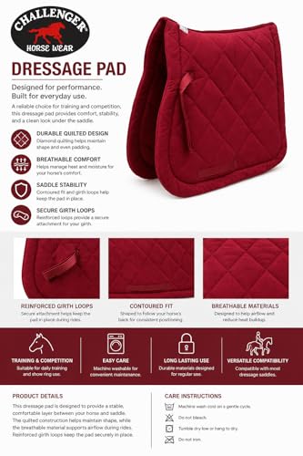 Horse Saddle Pad English Quilted Contoured All-Purpose Trail 72TS01 - color: Burgundy