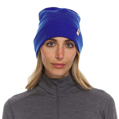100% Merino Wool Cuff Beanie - Mens & Womens Warm Winter Hat - Watch Cap - Toque - Novelty Beanie - One Size Fits Most - color: Royal Blue