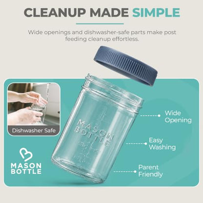 Mason Bottle Glass Breastmilk Storage Jars with Airtight Lids, 8oz,12-Pack - size: 8oz Jar Set (12 Pack)