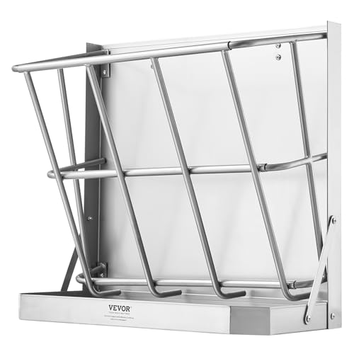 VEVOR Wall Mounted Hay Rack, 18.5 Gallon Livestock Feeder with 2.5 Gallon Feed Tray, 2 in 1 Hay and Grain Feeder, Feeds up to 5 Goats, Heavy-Duty Galvanized Steel Goat Feeders for Farm Sheep Horses - size: 21 Gal (18.5 +2.5Gal )