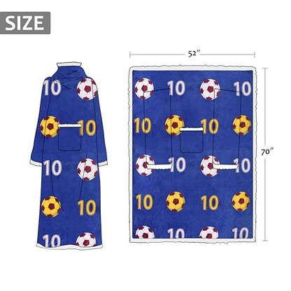 Catalonia Sherpa Wearable Blanket with Sleeves and Pocket for Adults - color: Soccer Team Blue, size: Standard Pocket