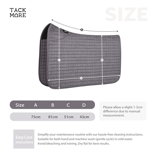 Tackmore All-Purpose Square Quilted Western Saddle Pad, Horse Saddle Pad - color: Light Grey