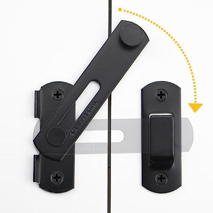 Flip Lock Barn Door Latch 4 Pack Door Latches Small Black Safety Door Glide Sliding Wine Cabinet Closet Gate for Bathroom Garden Cabinet Window