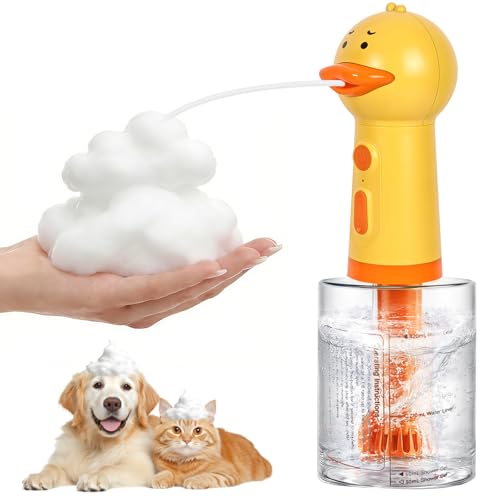 Electric Foaming Shampoo Dispenser with Stirring Mechanism for Dog and Cat Bathing, Rechargeable Soap Dispenser for Pet Bathing, Bathroom, Kitchen Sink, Toilet Cleaning - color: Yellow Ducky Upgrade