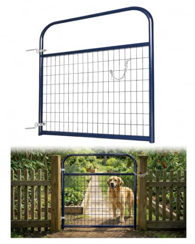 Farm Gate 4ft×50in, PVC-Coated Welded Steel Livestock Gate, Blue